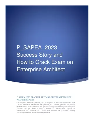 P_SAPEA_2023 Success Story and How to Crack Exam on Enterprise Architect