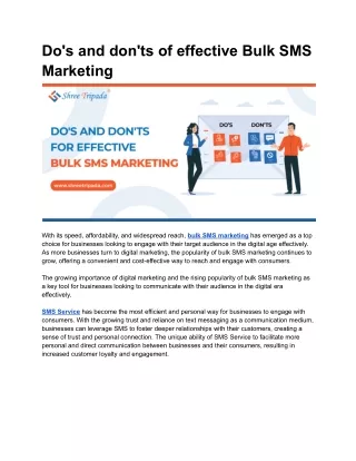 Do's and don'ts of effective Bulk SMS Marketing