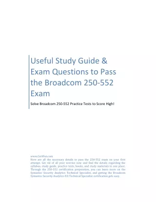 Useful Study Guide & Exam Questions to Pass the Broadcom 250-552 Exam