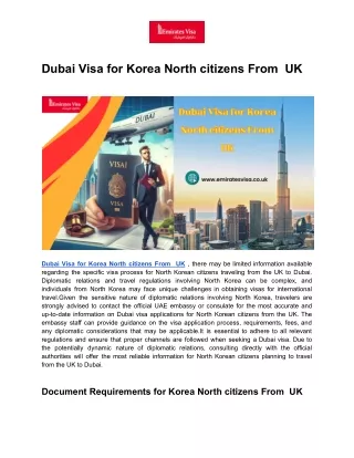 Dubai Visa for Korea North citizens From  UK