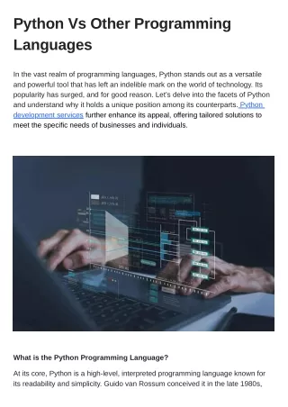 Python Vs Other Programming Languages