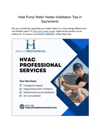 Heat Pump Water Heater Installation Tips?