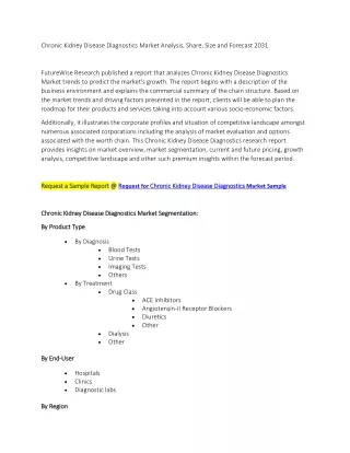 Chronic Kidney Disease Diagnostics Market Forecast 2031