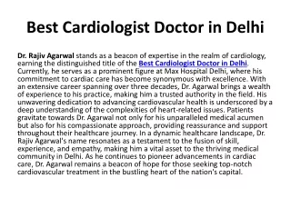 Best Cardiologist Doctor in Delhi