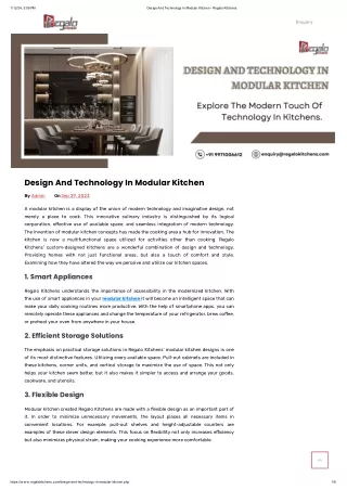 Design And Technology In Modular Kitchen