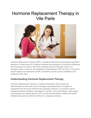 Hormone Replacement Therapy in Vile Parle