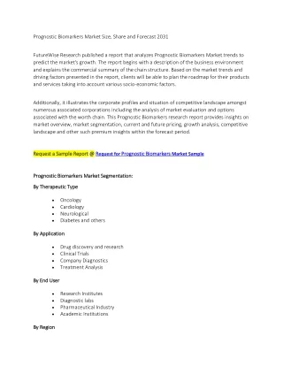 Prognostic Biomarkers Market Size, Share and Forecast 2031