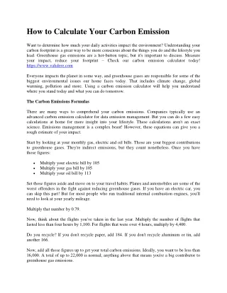 How to Calculate Your Carbon Emission