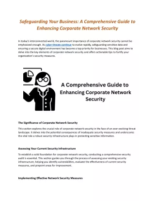 A Comprehensive Guide to Enhancing Corporate Network Security