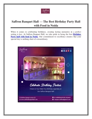 Saffron Banquet Hall — The Best Birthday Party Hall with Food in Noida