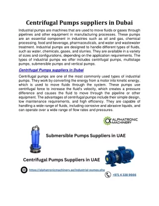 Centrifugal Pumps & submersible