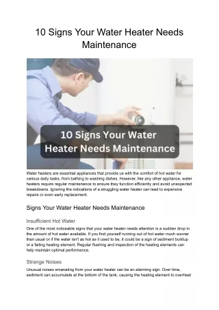 10 Signs Your Water Heater Needs Maintenance