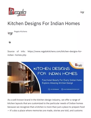 Kitchen Designs For Indian Homes