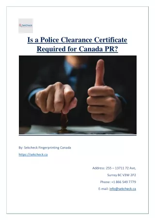 Is a Police Clearance Certificate Required for Canada PR