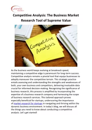 Competitive Analysis  The Business Market Research Tool of Supreme Value