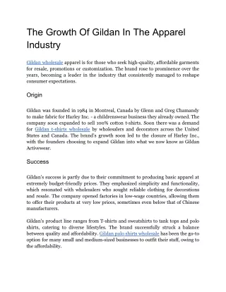 The Growth Of Gildan In The Apparel Industry