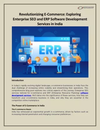 Revolutionizing E-Commerce Exploring Enterprise SEO and ERP Software Development Services in India