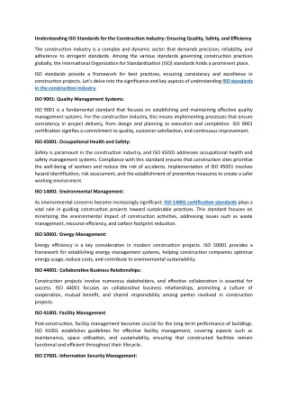 Understanding ISO Standards for the Construction Industry