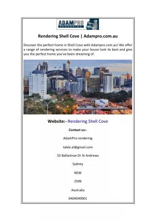 Rendering Shell Cove  Adampro.com.au