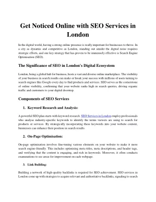 Get Noticed Online with SEO Services in London