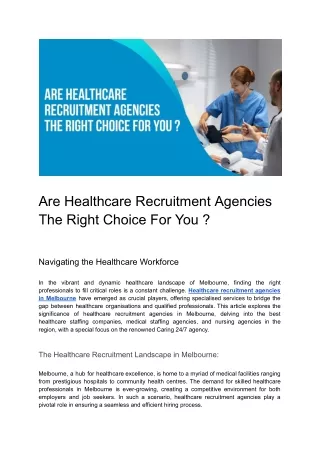 Are Healthcare Recruitment Agencies Right for You?