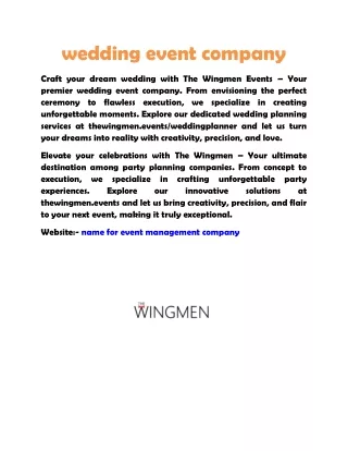 wedding event company