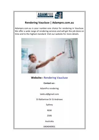 Rendering Vaucluse Adampro.com.au