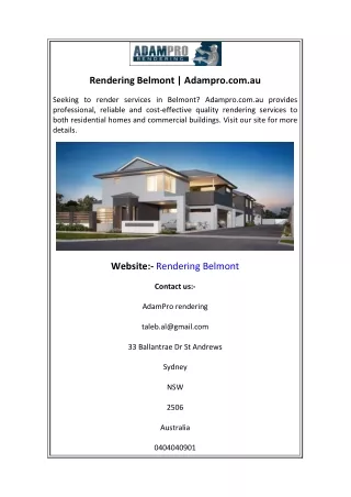 Rendering Belmont Adampro.com.au