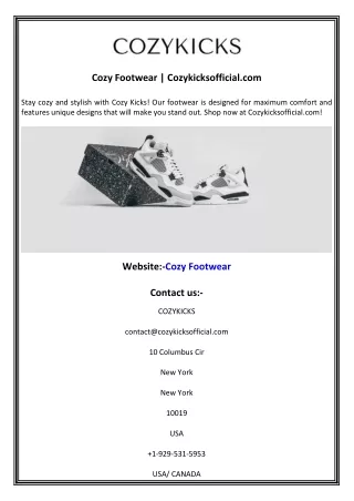 Cozy Footwear  Cozykicksofficial.com