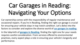 Car Garages in Reading Navigating Your Options