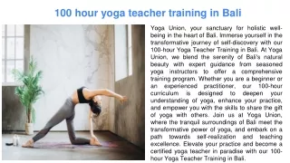 100 hour yoga teacher training in Bali