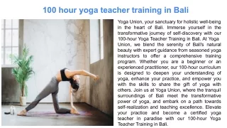 100 hour yoga teacher training in Bali