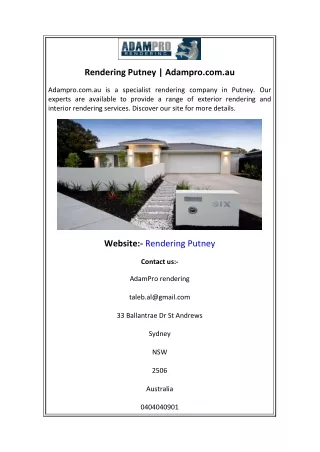 Rendering Putney Adampro.com.au