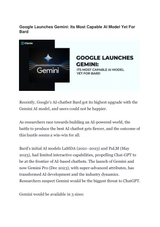 Google Launches Gemini: Its Most Capable AI Model Yet For Bard