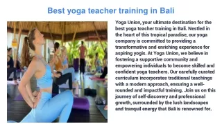 Best yoga teacher training in Bali