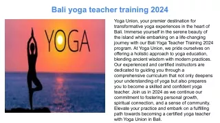 Bali yoga teacher training 2024