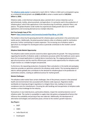 Ethylene Oxide Market Regional Outlook, Competitive Landscape, Revenue Analysis