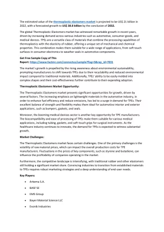 Thermoplastic Elastomers Market Current Valuations, Major Players Analysis