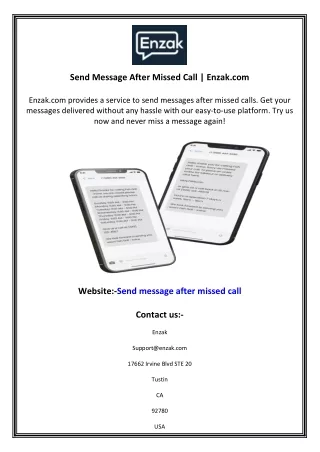 Send Message After Missed Call  Enzak.com