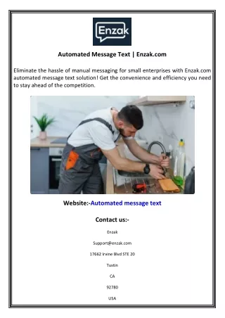 Automated Message Text  Enzak.com