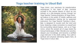 Yoga teacher training in Ubud Bali