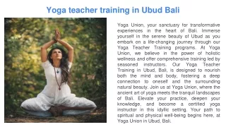 Yoga teacher training in Ubud Bali