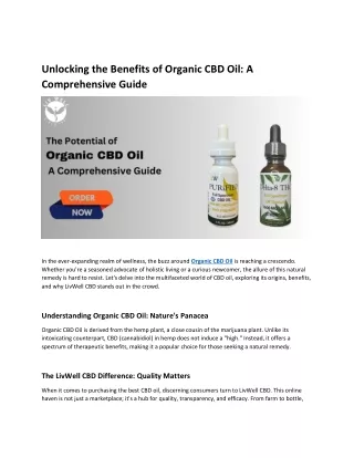 Unlocking the Benefits of Organic CBD Oil