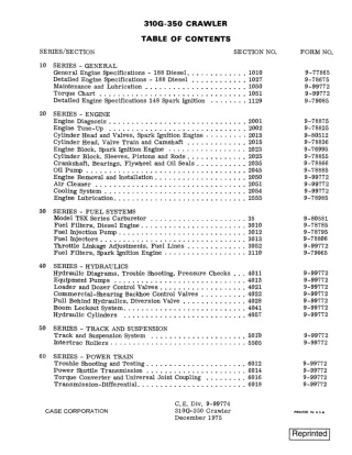 CASE 310G Crawler Dozer Service Repair Manual