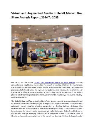 Virtual and Augmented Reality in Retail Market Size