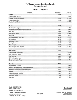 CASE 580 Super L Loader Backhoe Service Repair Manual