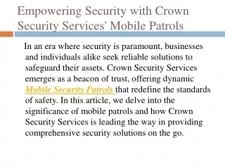 Mobile Security Patrols