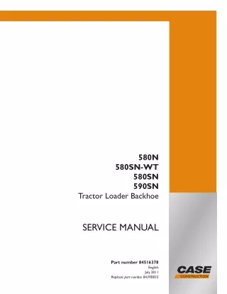 CASE 580SN-WT Tractor Loader Backhoe Service Repair Manual