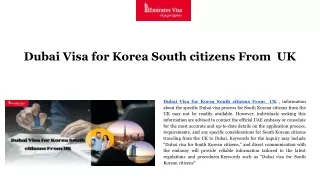 Dubai Visa for Korea South citizens From  UK