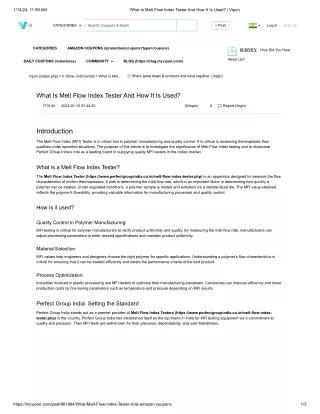 What Is Melt Flow Index Tester And How It Is Used?